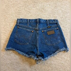 Wrangler Dark Blue High-Rise Denim Cutoff Shorts